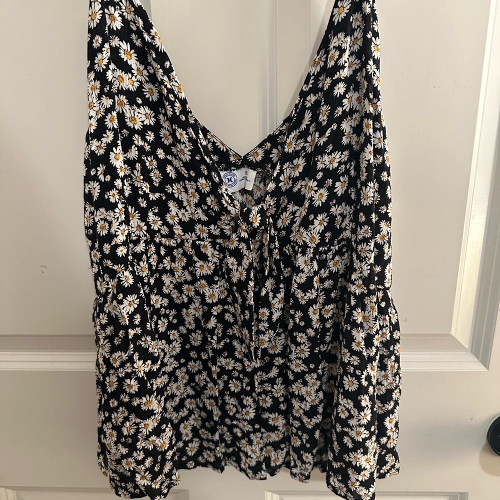 Floral Black Sleeveless Top